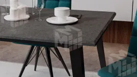 Стол обеденный Равенна Тип 1 Черный муар, Серый бетон