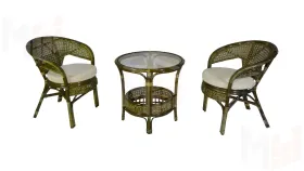 Комплект мебели из ротанга "Пеланги дуэт": два кресла и круглый столик  02/15