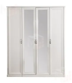 Шкаф Мишель 4-дверный (1+2+1) с зеркалом белый матовый