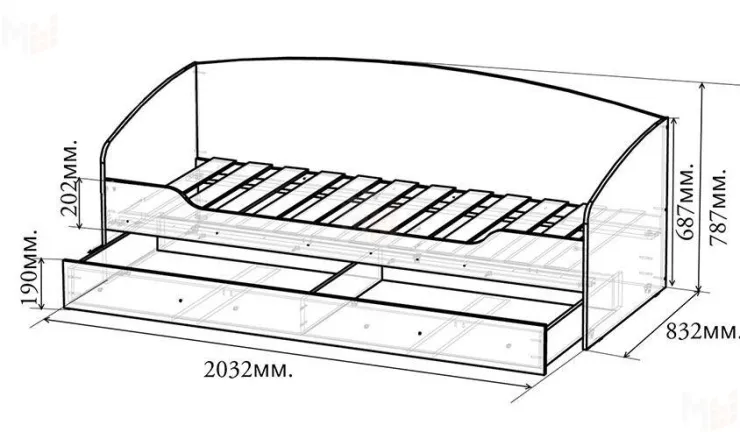 Кровать-чердак Пираты ПР-4/1 + низкая кровать ПР-01