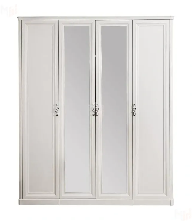 Шкаф Мишель 4-дверный (1+2+1) с зеркалом белый матовый