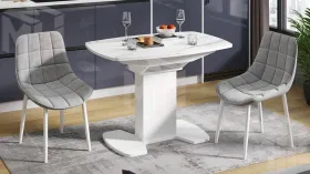 Стол обеденный Портофино - СМ(ТД)-105.01.11(1) Белый глянец, Стекло глянцевое белый мрамор