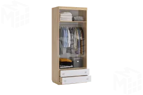 Шкаф комбинированный (с ящ. 2-створчатый) Форсаж  дуб крафт золотой/белый