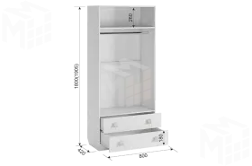 Шкаф комбинированный  Фэнтези  с ящ. 2-створчатый белый рамух