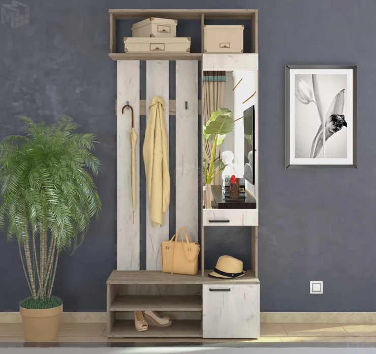 Прихожая Орион-2 (дуб серый крафт/белый крафт)