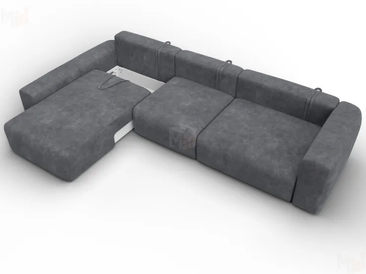 Диван угловой Лига-066 НПБ Лонг угол левый ( BRUT 16 темно-серый )