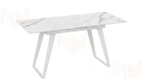 Стол обеденный Техно Белый муар, Стекло глянцевое белый мрамор