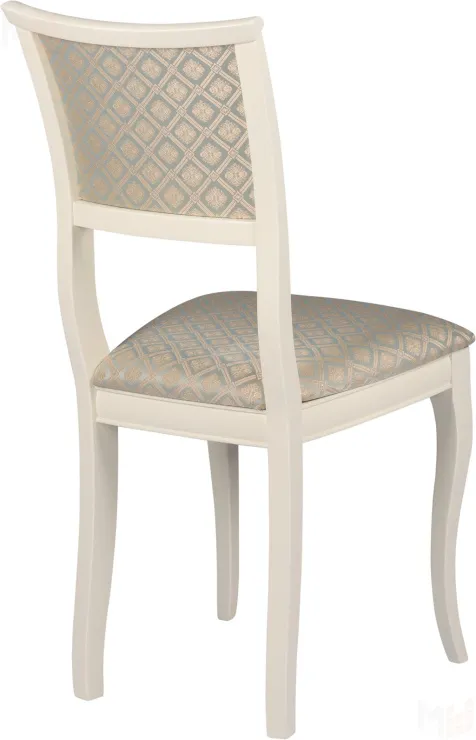 Стул деревянный с мягким сиденьем Камир Слоновая кость/Бирюзовый жаккард