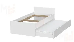 Кровать одинарная с выкатными ящиками  (0,9 x 2,0)  Токио Белый текстурный