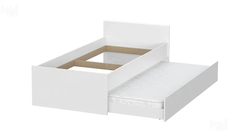 Кровать одинарная с выкатными ящиками  (0,9 x 2,0)  Токио Белый текстурный