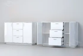 Комод К-2 ПД Эго  Бетон Светлый/Белый Глянец