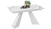 Стол обеденный Гермес Белый муар, Стекло глянцевое белый мрамор