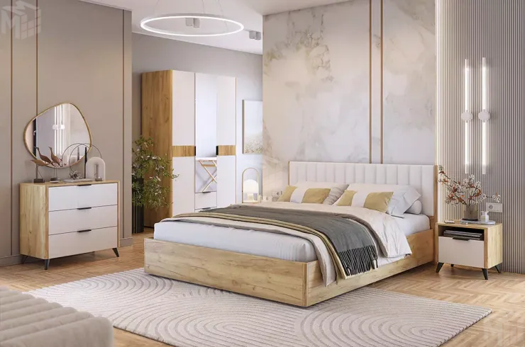 Спальный гарнитур Адам К1  дуб крафт золотой/белое дерево