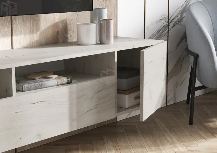 Тумба ТВ Сити (дуб крафт белый)