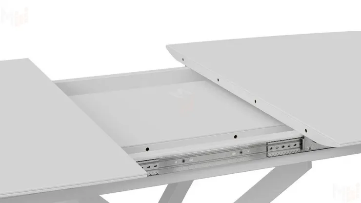 Стол обеденный раздвижной Манхеттен Т1 Белый муар, Стекло матовое белое