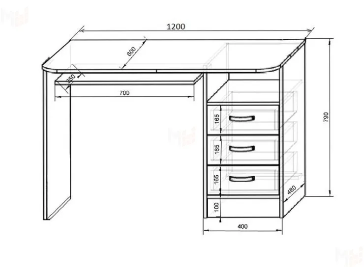 Кровать-чердак КП-4/1 + лестница КП-13/8 + стол КП-13/1 Капитан