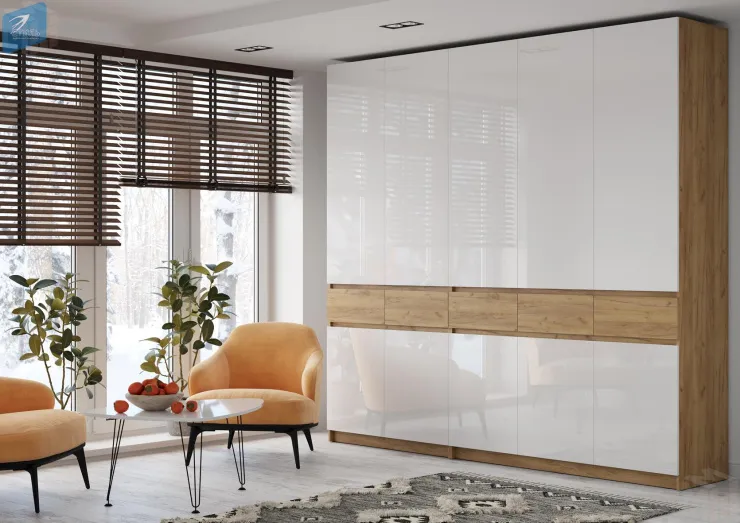 Шкаф Бостон ШК-002 (МДФ белый глянец)