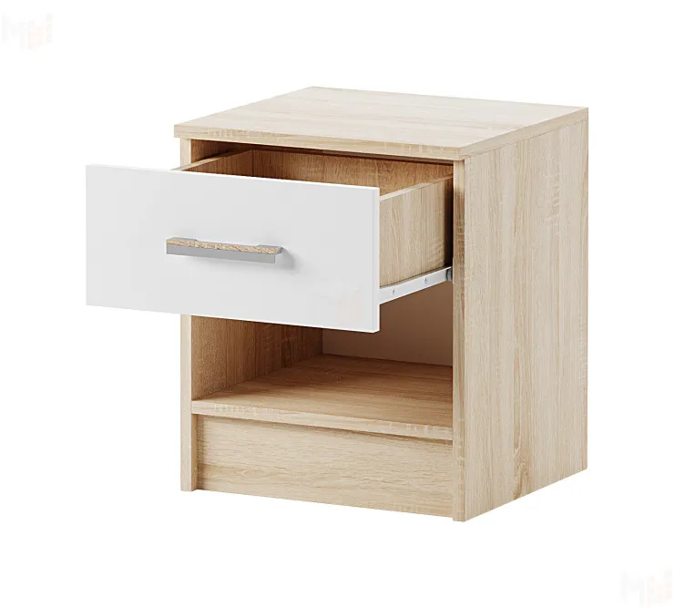 Тумба прикроватная  Беатрис Дуб  Сонома-Белый глянец