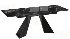 Стол обеденный Гермес Черный муар, Стекло глянцевое черный мрамор