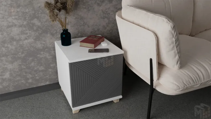 Тумба прикроватная Копенгаген со створкой (белый/серый графит)