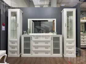 Гостиная Мишель 1+комод+зеркало+1 белый матовый