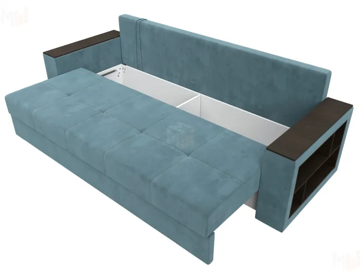 Диван прямой Дубай Лайт полки справа ( Бирюзовый )
