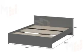 Кровать Денвер 1,6 Графит серый