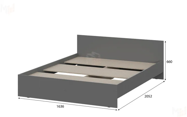 Кровать Денвер 1,6 Графит серый