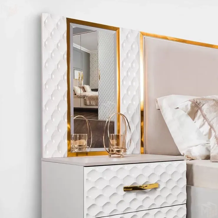 Зеркало Lara для прикроватной тумбы белый глянец