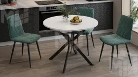 Стол обеденный раздвижной Мэдисон Тип 1 Черный муар, Белый