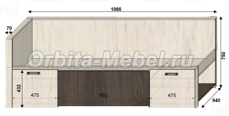 Кровать со спинкой Фанки Тайм ФТ-03