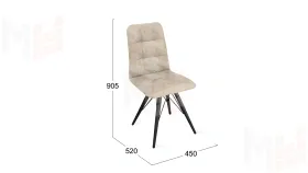 Стул Аспен К3 Черный муар, Велюр Wellmart Dark Beige