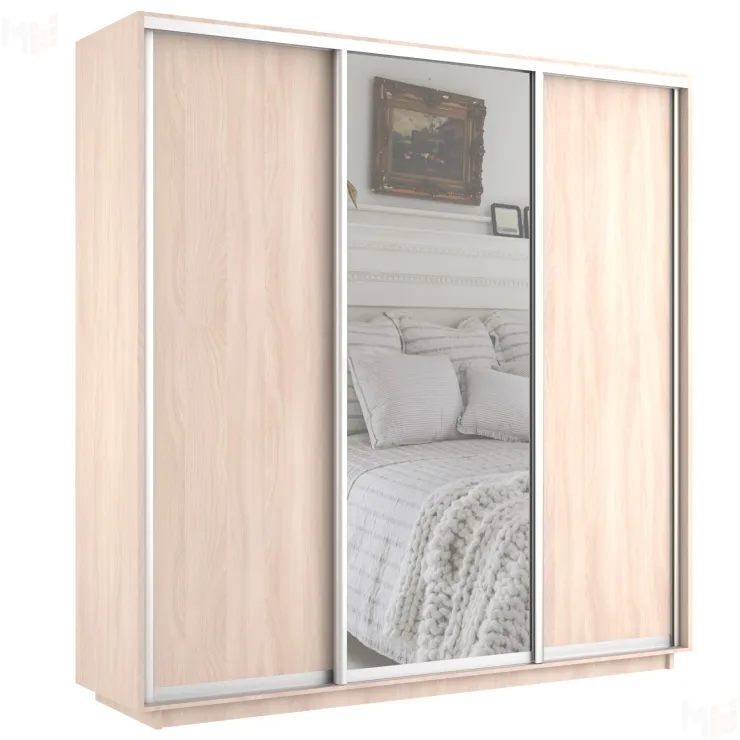 Шкаф-купе Экспресс трио 1 зеркало 2100 (дуб молочный)