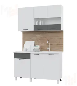 Кухня ТРЕНД 1,3 МДФ белый эмалит/холст вулкан