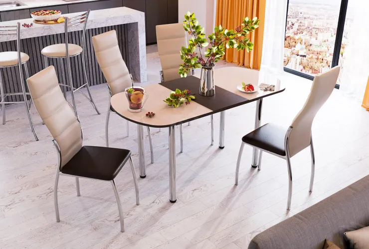 Стол раздвижной Премьер (Ваниль, ноги прямые)