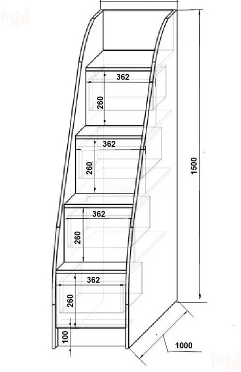 Лестница-комод Капитан КП-13/8 со встроенными ящиками