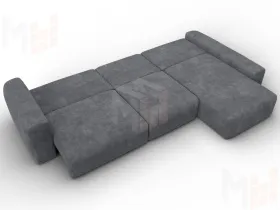 Диван угловой Лига-066 НПБ Лонг угол правый ( BRUT 16 темно-серый )
