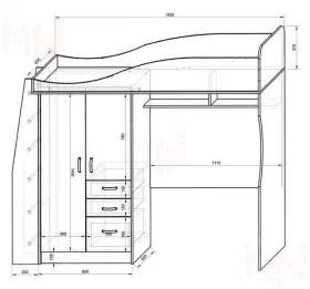 Кровать-чердак Пираты ПР-4/1 + низкая кровать ПР-01
