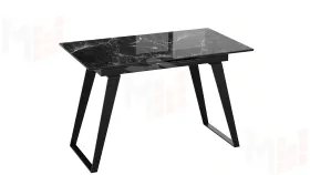 Стол обеденный Техно Черный муар, Стекло глянцевое черный мрамор