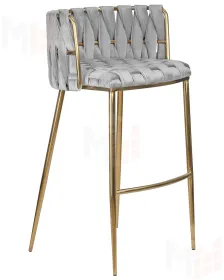 Стул барный DOBRIN EMMA GOLD (светло-серый велюр (135-37))