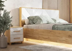 Ирис Кровать парящая 1,6м (ортопед дерево) (Браш Вайт/Дуб Крафт, Дуб Крафт)