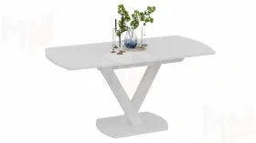 Стол обеденный Салерно Тип 1 Белый муар Стекло матовое белое