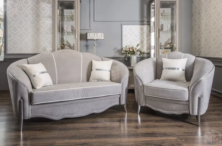 Диван Гравита 2х местный серый серебро  без раскладного механизма