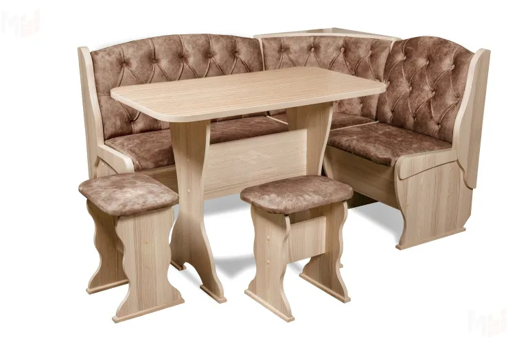 Кухонный уголок Орхидея Люкс (ясень/велюр Коньяк)