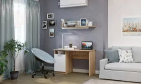 Компьютерный стол ПКС-12  Дуб Сонома - Белый глянец