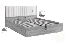 Кровать Адам с подъемным механизмом 160х200 дуб крафт золотой/белый (экокожа)