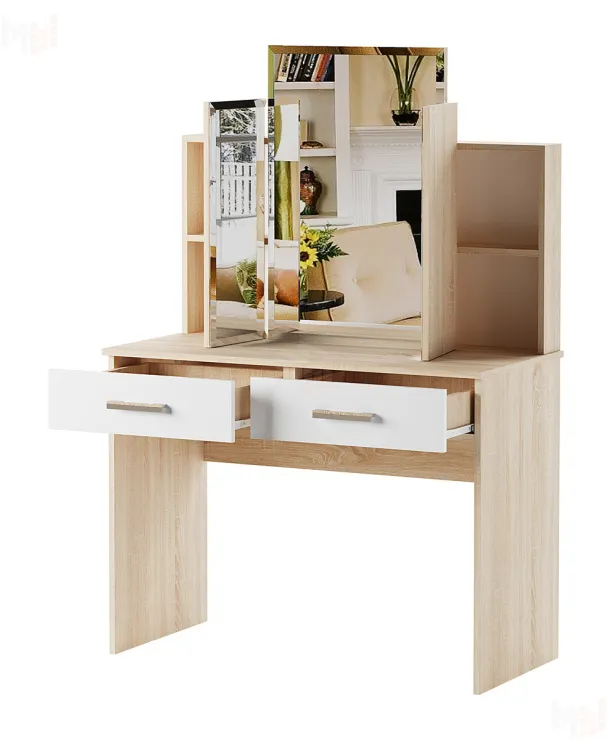 Столик туалетный  Беатрис Дуб Сонома-Белый глянец