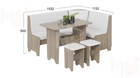 Кухонный уголок Техас Исп.1 Дуб Сонома трюфель, Экокожа белая