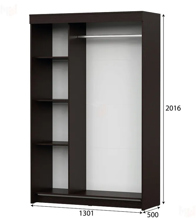 Шкаф-купе ШКП 2 Дуб Венге / Ясень Анкор Светлый