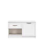 Тумба для обуви Leset Болтон (Холст белый, белое дерево, рамух)